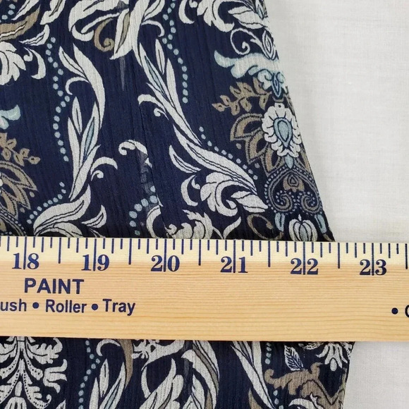 Pendleton Skirt Women 18 Blue Floral Lined A-Line Flowy Crinkle Silk Overlay - Picture 13 of 16